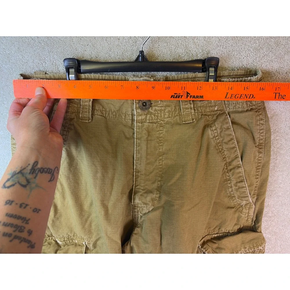 American Eagle Cargo Pants Men 32x30 Tan Ripstop AE-3 Field Trousers y2k Grunge